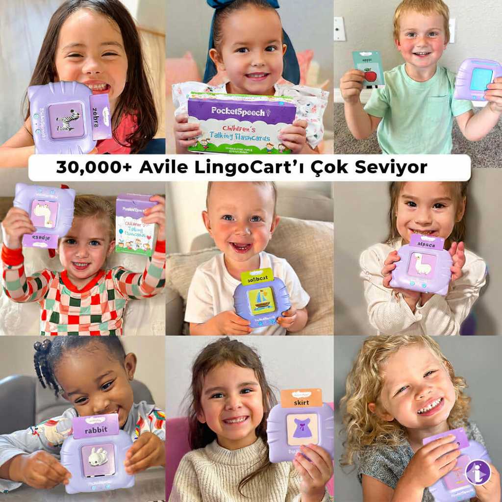 LingoCard İngilizce Konuşan Eğitici Kartlar - 112 Kelime Sesli Dil Eğitim Seti