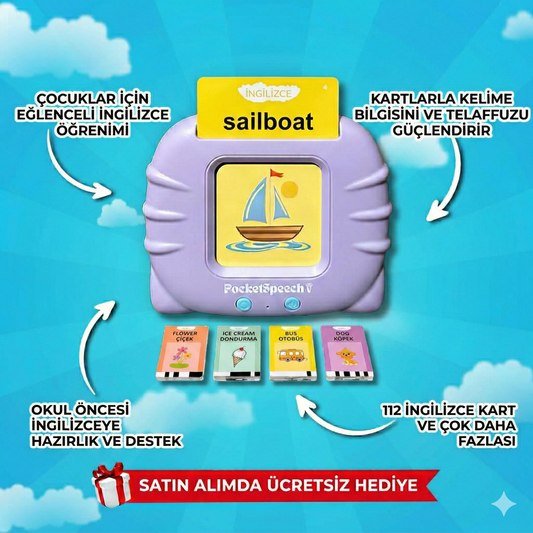 LingoCard İngilizce Konuşan Eğitici Kartlar - 112 Kelime Sesli Dil Eğitim Seti